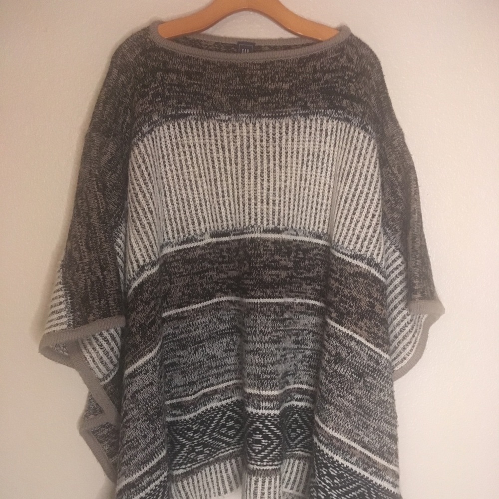 Gap Wool Blend Striped Poncho one Size